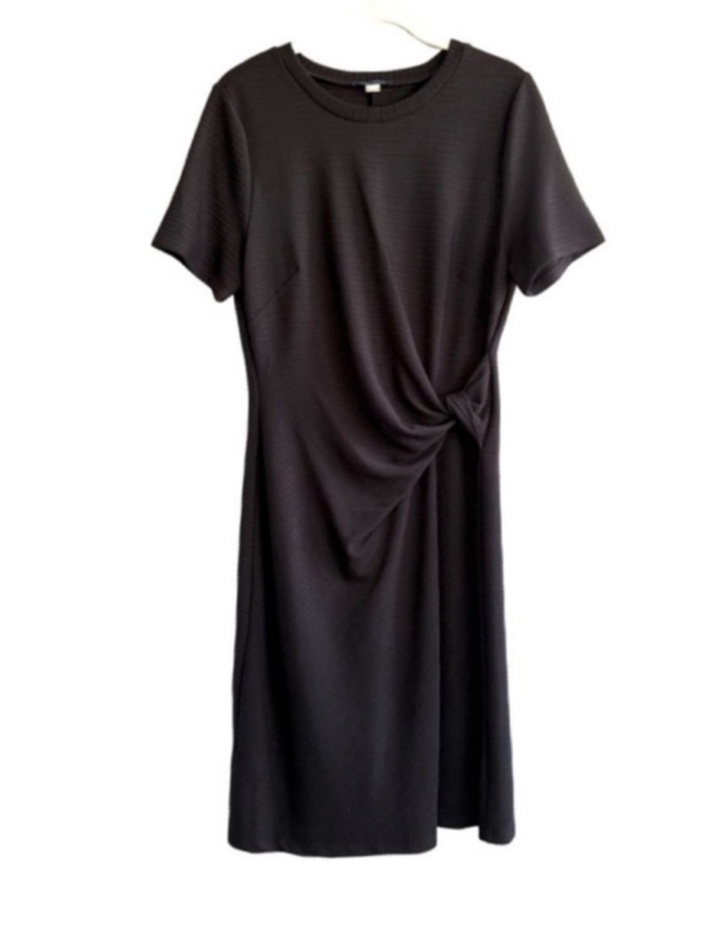 Tommy Hilfiger Short Sleeve Midi Dress Side Twist Knot Black Size 10